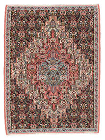  Kilim Senneh Fine Dywan 76X101 Perski Wełniany Czarny/Ciemnoczerwony Mały Carpetvista