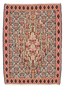 Tappeto Kilim Senneh Fine 78X109 Nero/Rosso (Lana, Persia/Iran)