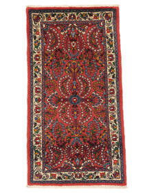  65X123 Sarough Vloerkleed Donkerrood/Zwart Perzië/Iran Carpetvista