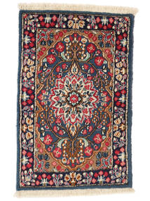 60X94 Kerman Vloerkleed Oosters Zwart/Donkerrood (Wol, Perzië/Iran) Carpetvista