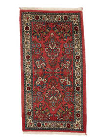 68X124 Tapete Sarough Oriental Vermelho Escuro/Preto (Lã, Pérsia/Irão) Carpetvista