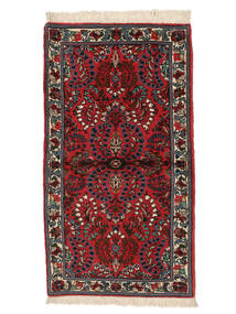 66X128 Sarough Vloerkleed Oosters Zwart/Donkerrood (Wol, Perzië/Iran) Carpetvista