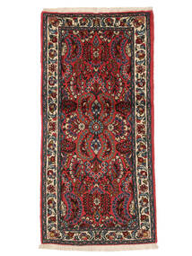  66X131 Sarough Vloerkleed Zwart/Donkerrood Perzië/Iran Carpetvista