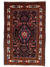 153X230 Nahavand Old Vloerkleed Oosters Zwart/Donkerrood (Wol, Perzië/Iran) Carpetvista