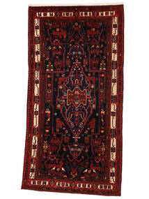 158X310 Dywan Nahawand Old Orientalny Chodnikowy Czarny/Ciemnoczerwony (Wełna, Persja/Iran) Carpetvista