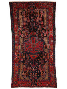 140X282 Alfombra Nahavand Old Oriental De Pasillo Negro/Rojo Oscuro (Lana, Persia/Irán) Carpetvista