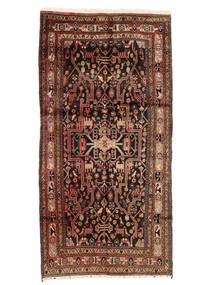 151X297 Nahavand Old Teppich Orientalischer Läufer Schwarz/Dunkelrot (Wolle, Persien/Iran) Carpetvista