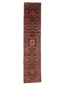 Nahavand Old Tæppe 116X539Løber Mørkerød/Sort Uld, Persien/Iran Carpetvista