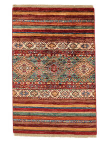 Shabargan Tæppe 85X126 Mørkerød/Sort Uld, Afghanistan Carpetvista