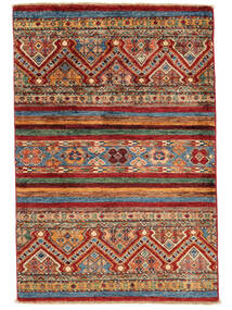 84X123 Shabargan Tæppe Moderne Mørkerød/Brun (Uld, Afghanistan) Carpetvista