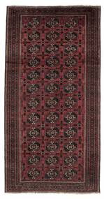  Orientalischer Baluch Teppich 138X270 Schwarz/Dunkelrot Wolle, Persien/Iran