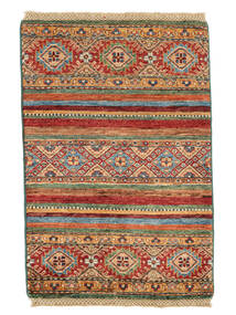  Shabargan 絨毯 60X89 ウール 茶色/ダークレッド 小 Carpetvista