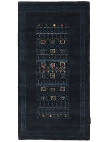  ギャッベ Loribaft 絨毯 70X132 ウール ブラック 小 Carpetvista