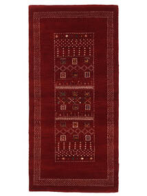  Gabbeh Loribaft Vloerkleed 70X143 Wol Zwart/Donkerrood Klein Carpetvista