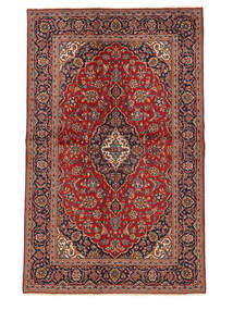 135X218 Tapete Kashan Oriental Vermelho Escuro/Preto (Lã, Pérsia/Irão) Carpetvista