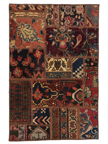 60X90 Dywan Patchwork Nowoczesny Czarny/Ciemnoczerwony (Wełna, Persja/Iran) Carpetvista