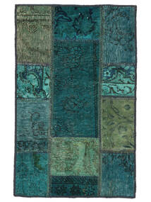  Patchwork Tapete 60X90 Vintage Persa Lã Preto/Verde Escuro Pequeno Carpetvista