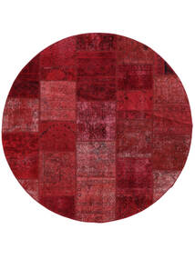 Tappeto Persiano Patchwork Ø 200 Rotondo Rosso Scuro/Nero (Lana, Persia/Iran)