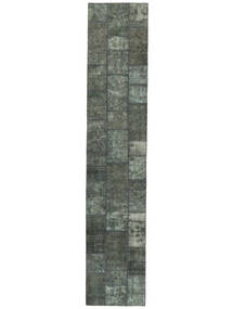 81X411 Patchwork Rug Modern Runner
 Black/Dark Green (Wool, Persia/Iran) Carpetvista