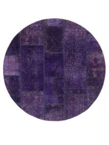  Ø 150 Alfombra Patchwork Moderna Redonda Negro/Púrpura Oscuro (Lana, Persia/Irán) Carpetvista