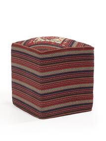 50X50 Tapete Oriental Kilim Pouf/Stool Quadrado Preto/Vermelho Escuro (Lã, Pérsia/Irão) Carpetvista