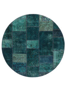  Ø 150 Patchwork Rug Round Black/Dark Teal Persia/Iran Carpetvista