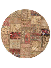 Tappeto Persiano Patchwork Ø 150 Rotondo Marrone/Arancione (Lana, Persia/Iran)