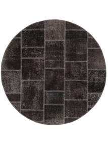 Patchwork Rug Ø 150 Round Black Wool, Persia/Iran Carpetvista