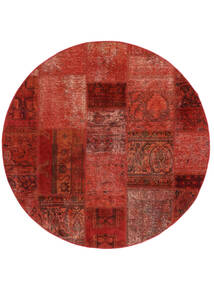  Ø 150 Patchwork Rug Round Dark Red/Black Persia/Iran Carpetvista