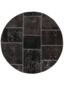  Persian Patchwork Rug Ø 100 Round Black (Wool, Persia/Iran)