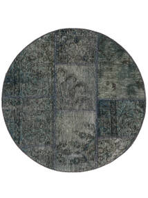 Tappeto Persiano Patchwork Ø 100 Rotondo Nero/Grigio Scuro (Lana, Persia/Iran)