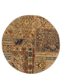  Ø 100 Patchwork Rug Round Brown/Black Persia/Iran Carpetvista