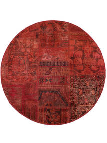  Ø 100 Patchwork Rug Round Dark Red/Black Persia/Iran Carpetvista