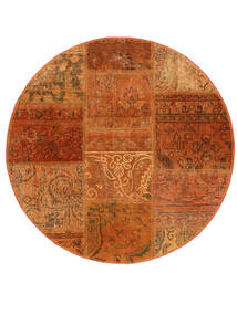  Ø 100 Patchwork Rug Modern Round Dark Red/Brown (Wool, Persia/Iran) Carpetvista