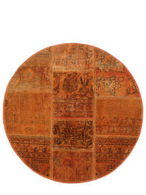  Ø 100 Patchwork Rug Modern Round Dark Red/Brown (Wool, Persia/Iran) Carpetvista