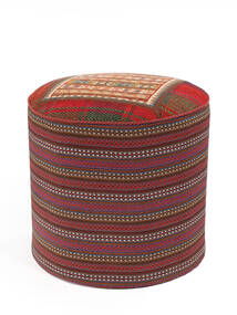  Oosters Kelim Pouf/Stool Vloerkleed Ø 45 Rond Donkerrood/Zwart Wol, Perzië/Iran Carpetvista