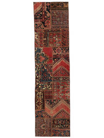  Persischer Patchwork Teppich 77X299 Läufer Dunkelrot/Schwarz (Wolle, Persien/Iran)