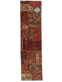 Patchwork Tæppe 78X299Løber Mørkerød/Sort Uld, Persien/Iran Carpetvista