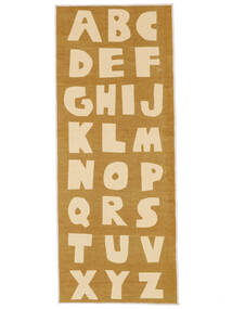  80X200 Washable Kids Rug Small Alphabet - Mustard Yellow/Light Yellow Cotton