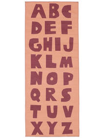  80X200 Washable Kids Rug Small Alphabet - Pink/Red Cotton