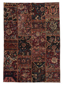 Patchwork Vloerkleed 159X226 Zwart/Donkerrood Wol, Perzië/Iran Carpetvista