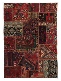 140X197 Alfombra Patchwork Moderna Negro/Rojo Oscuro (Lana, Persia/Irán) Carpetvista