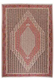 Koberec Kilim Senneh 252X362 Hnědá/Tmavě Červená Velký (Vlna, Persie/Írán)