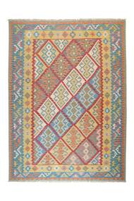  Perzisch Kilim Qashqai Vloerkleed 262X352 Oranje/Donkergrijs Groot ( Perzië/Iran)