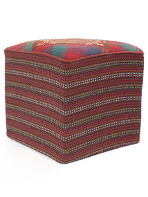  Persian Kilim Pouf/Stool Rug 50X50 Square Dark Red/Black (Wool, Persia/Iran)