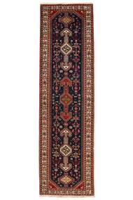  Orientalischer Abadeh Teppich 81X305 Läufer Schwarz/Dunkelrot Wolle, Persien/Iran