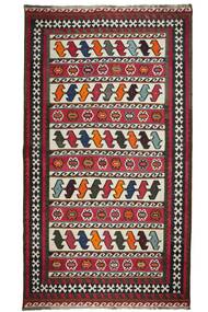 159X284 Alfombra Oriental Kilim Vintage Negro/Rojo Oscuro (Lana, Persia/Irán)