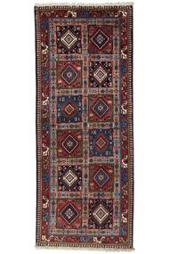 Yalameh Teppich 82X202 Läufer Schwarz/Dunkelrot Wolle, Persien/Iran