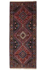 Yalameh Teppich 82X200 Läufer Schwarz/Dunkelrot Wolle, Persien/Iran