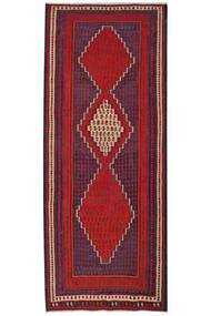  Kilim Senneh 129X317 Persisk Uldtæppe Mørkerød/Sort Lille